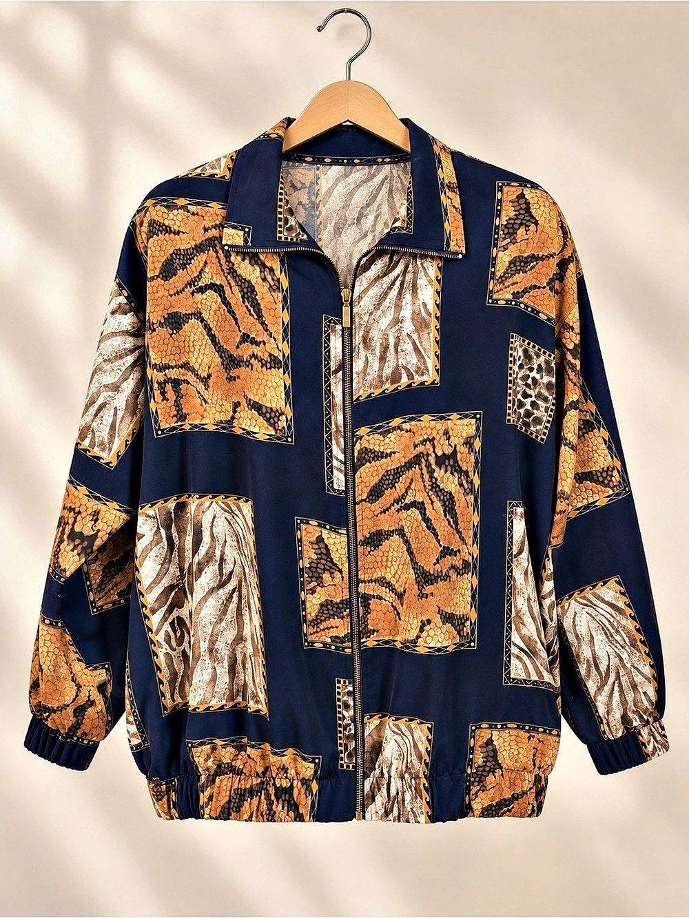 Silver Threads Animal Print Zip Jacket Size 1X Made in USA